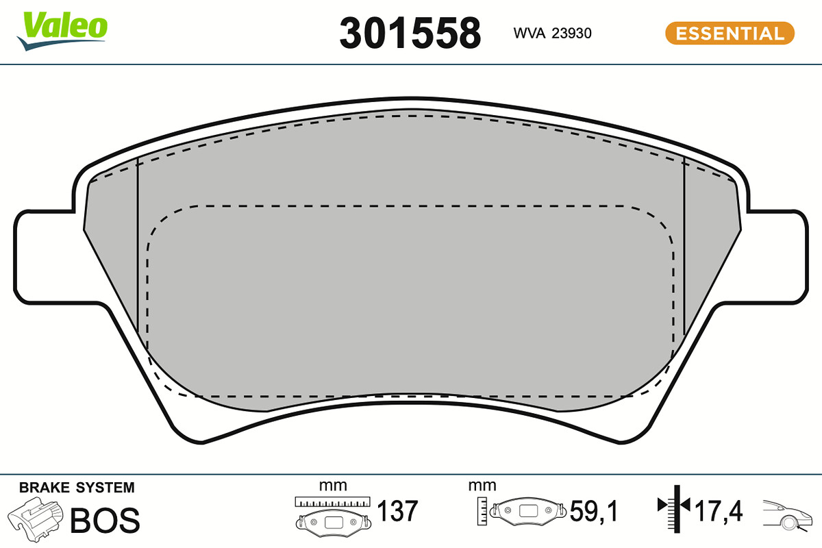 Jogo de 4 pastilhas de travão VALEO 301558